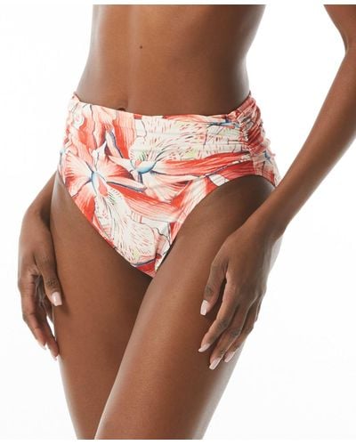 Carmen Marc Valvo Shirred-waist Bikini Bottom - Brown