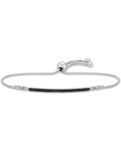 Macy's Black Diamond Bar Bolo Bracelet (1/6 Ct. T.w. - Metallic