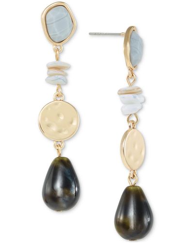 Style & Co. Stone & Bead Linear Drop Earrings - White