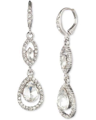 Givenchy Pave Crystal Orb Double Drop Earrings - Metallic