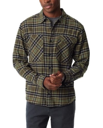 BASS OUTDOOR Stretch Flannel Button-front Long Sleeve Shirt - Gray