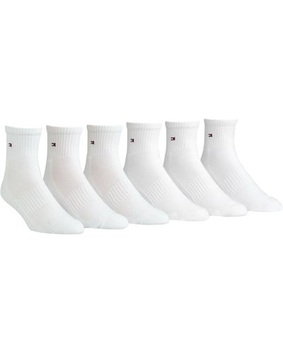 Tommy Hilfiger Men's Pitch Performance Athletic Quarter Socks 6-pack + 1 Extra Pair - White