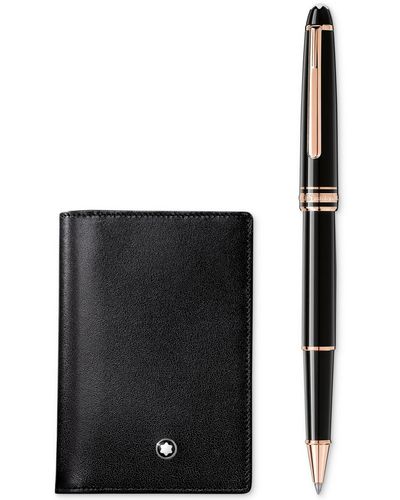 Montblanc Meisterstuck Classique Rollerball Pen & Business Card Holder Set - Black