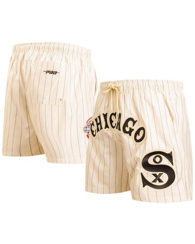 Pro Standard Chicago White Sox Pinstripe Retro Classic Woven Shorts - Natural