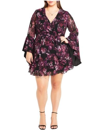 City Chic Plus Size Gemma Dress - Purple