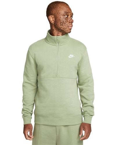 Nike Sportswear Club Brushed Back Half-zip Pullover - Green