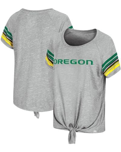 Colosseum Athletics Oregon Ducks Boo You Knotted Raglan T-shirt - Gray