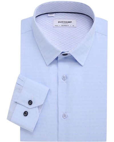 Duchamp Textured Dot Dress Shirt - Blue