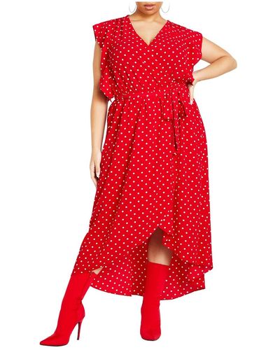City Chic Fresh Spot Maxi Dress - Red