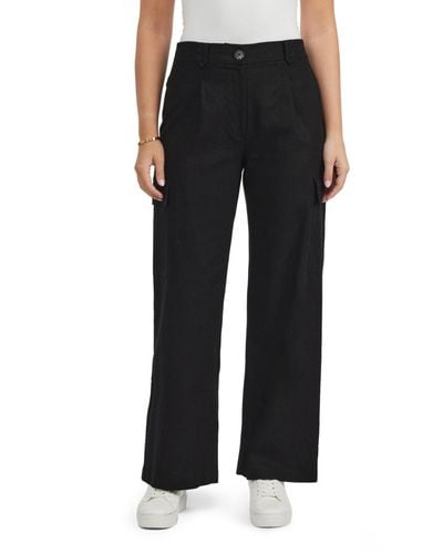 Ellen Tracy Button Front Cargo Pocket Pant - Black