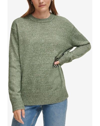 Calvin Klein Intarsia Logo Oversized Crewneck Sweater - Green