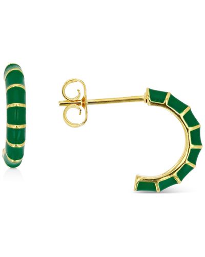 Macy's Enamel Hoop Earrings - Green