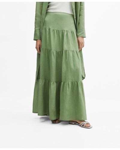 Mango Ramie Maxi-skirt - Green