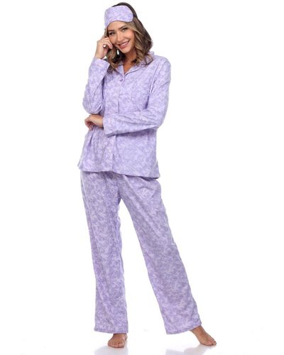 White Mark Pajama Set - Purple