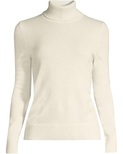 Lands' End Cashmere Turtleneck Sweater - White