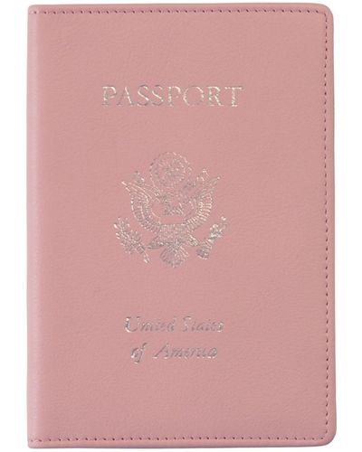 ROYCE New York Foil Stamped Rfid Blocking Passport Case - Pink