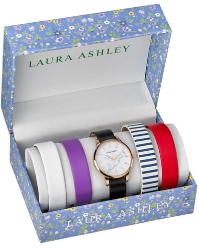 Laura Ashley Rose Gold Slidethrough Interchangeable Marble Dial Set Watch - Pink