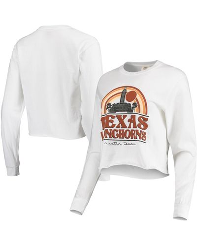 Image One Texas Longhorns Retro Campus Crop Long Sleeve T-shirt - White