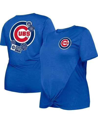 KTZ Chicago Cubs Plus Size Two-hit Front Knot T-shirt - Blue