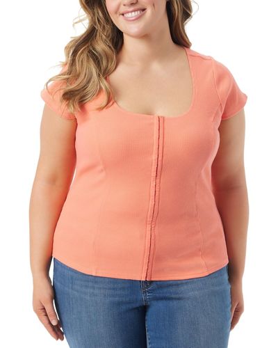 Jessica Simpson Trendy Plus Size Min Cap-sleeve Top - Orange