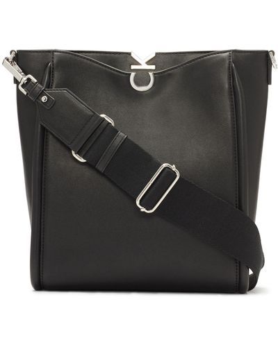 Calvin Klein Black & Silvertone Sussex Nylon Messenger Bag