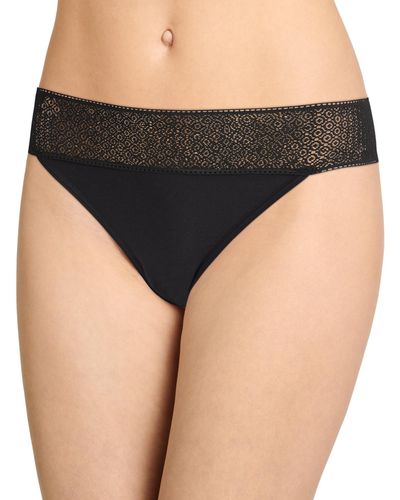 Jockey Lace Thong Underwear - Black