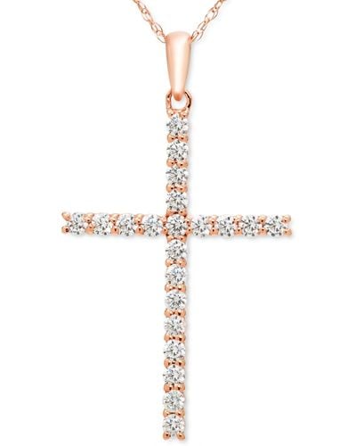 Macy's Diamond Cross 18" Pendant Necklace (1/2 Ct. T.w. - White
