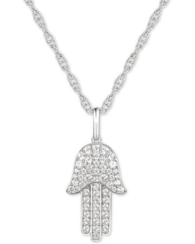 Macy's Diamond Hamsa Hand 18" Pendant Necklace (1/3 Ct. T.w. - White