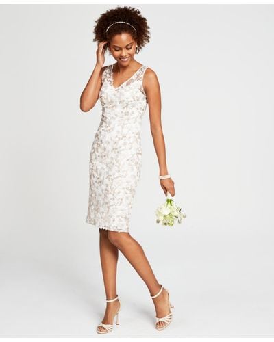Adrianna Papell Floral Embroidered Sheath Dress - White