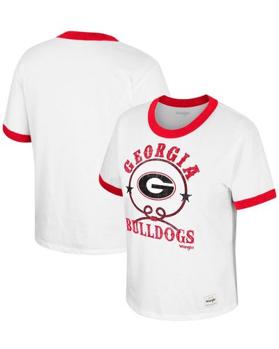 Colosseum Athletics X Wrangler Distressed Georgia Bulldogs Freehand Ringer T-shirt - White