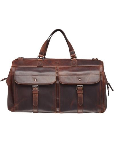 Mancini Buffalo Dowel Rod Duffle Bag For Carry-on Travel - Brown