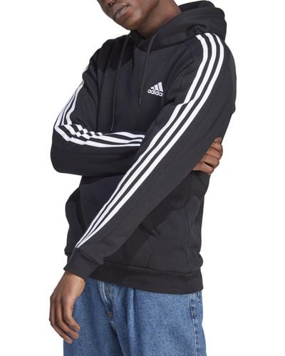 adidas Essentials 3-stripes Regular-fit Fleece Hoodie, Regular & Big & Tall - Black