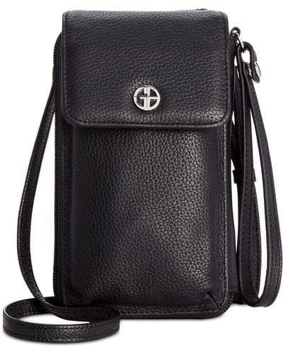 Giani Bernini Softy Leather Tech Crossbody Wallet - Black