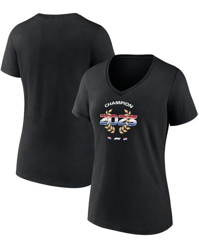 Fanatics Max Verstappen 2023 F1 World Drivers' Champion Flag V-neck T-shirt - Black