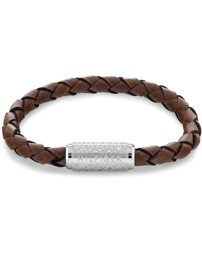 Tommy Hilfiger Braided Leather Bracelet - Brown