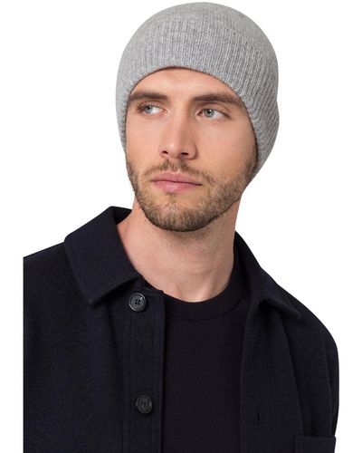 Style Republic 100% Pure Cashmere Ribbed Edge Beanie - Blue