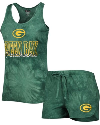 Concepts Sport Bay Packers Billboard Scoop Neck Racerback Tank And Shorts Sleep Set - Green