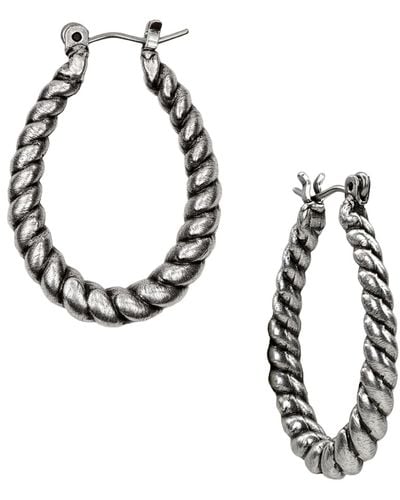 Patricia Nash Tone Twisted-rope Oval Hoop Earrings - Metallic