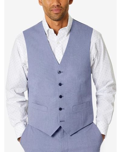 Tommy Hilfiger Modern-fit Th Flex Stretch Chambray Suit Separate Vest - Blue