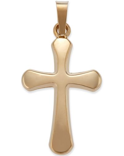 Macy's Rounded Cross Pendant In 14k Gold - Gray