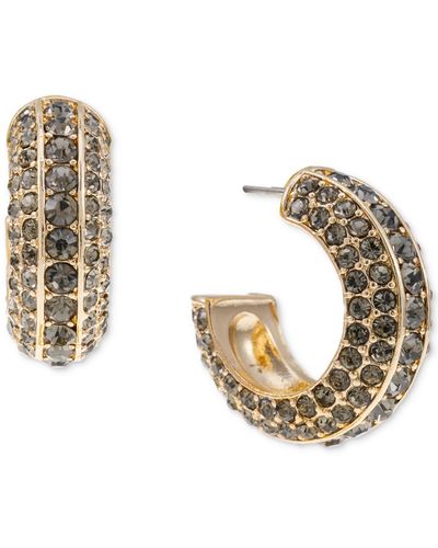 INC International Concepts Inc Gold-tone Small Color Pave C-hoop Earrings - Black