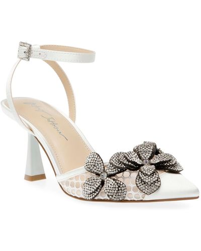 Betsey Johnson Sofya Rhinestone Flower Evening Pumps - Metallic