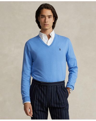 Polo Ralph Lauren Cotton V-neck Sweater - Blue