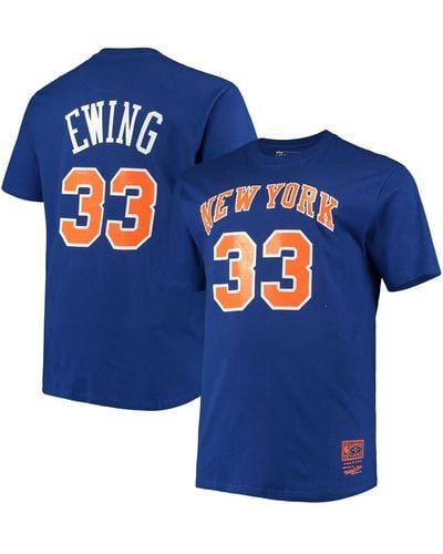 Mitchell & Ness Patrick Ewing New York Knicks Big And Tall Hardwood Classics Name And Number T-shirt - Blue