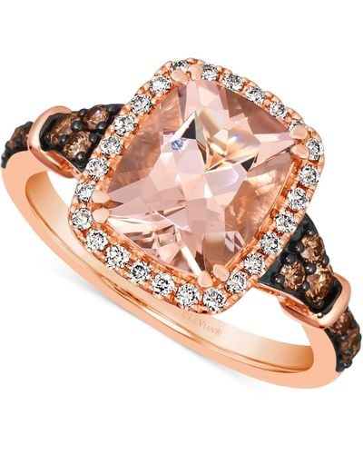 Le Vian ® Peach Morganite (2-1/4 Ct. T.w.) & Diamond (3/8 Ct. T.w.) Halo Ring In 14k Rose Gold - Pink