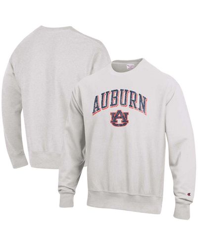 Champion Grey Auburn Tigers Arch Over Logo Reverse Weave Pullover Sweatshirt