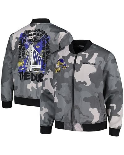 The Wild Collective And Golden State Warriors 2023/24 City Edition Camo Bomber Full-zip Jacket - Gray