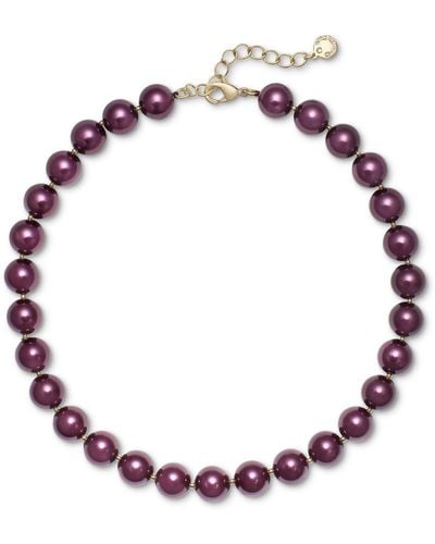 Charter Club Gold-tone Color Imitation Pearl All-around Collar Necklace - Purple