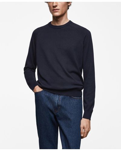 Mango Fine-knit Cotton Sweater - Blue