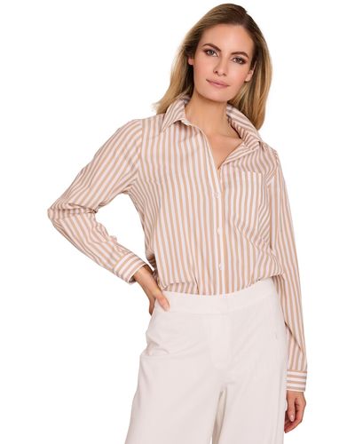 Tahari Cotton Striped Shirt - Natural